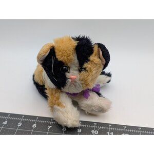 Tyco Kitty Kitty Kittens Plush Calico Purple Ribbon Purrs Stuffed Animal Toy